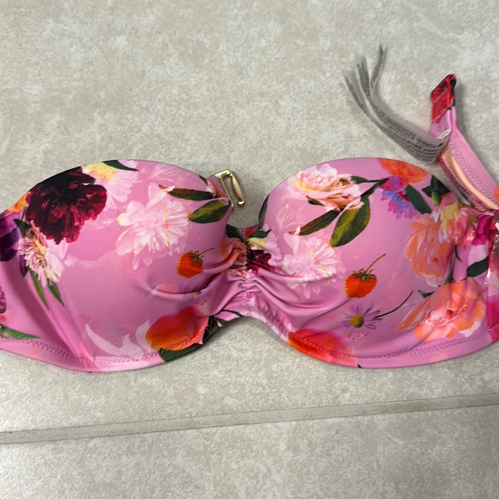 NWT VS swim bandeau floral top w/removeable straps